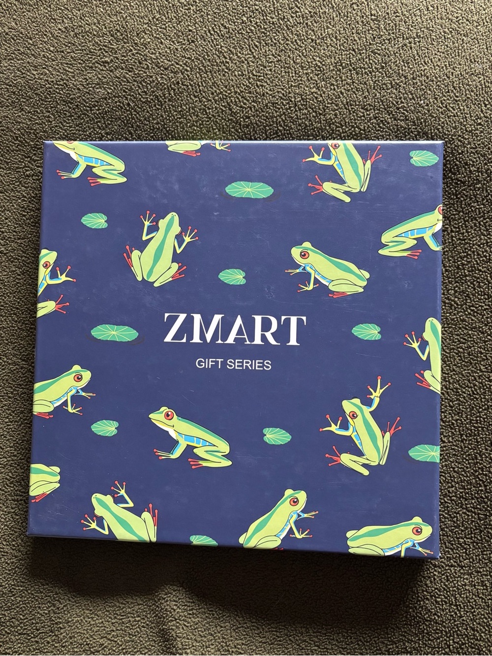 Women's Hosiery Gift Box - Navy with Green Frog Print